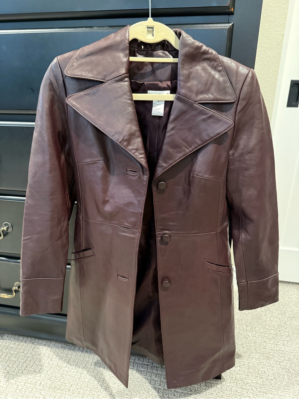bebe Deep Burgundy Leather Jacket